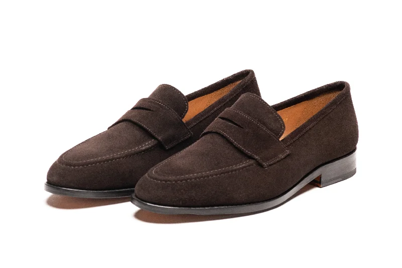 Men's Stylish Boots Penny Loafer - Dark Brown Suede