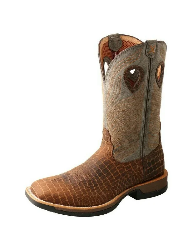 Men's Cozy Shoes Twisted X Western Boots Mens Caiman Vamp 12" Brown Gray MXW0003