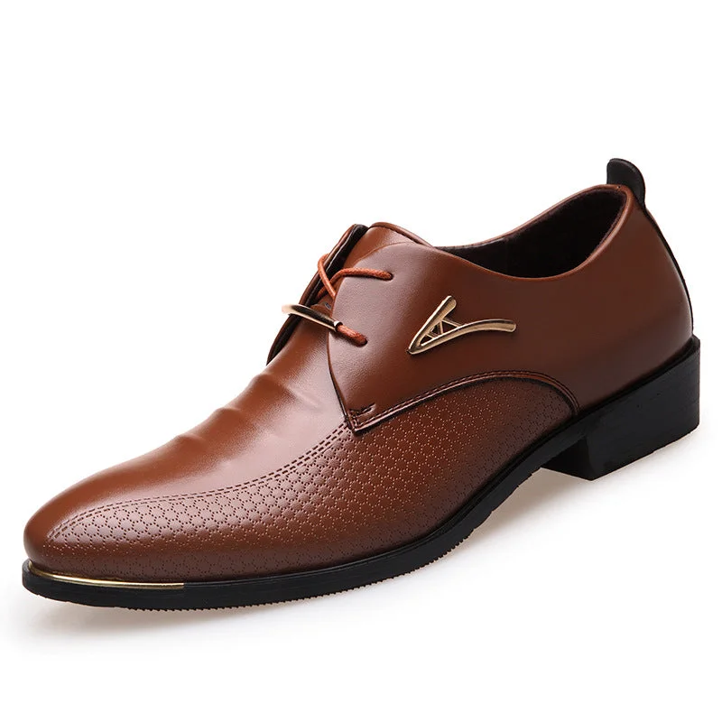 Men's Modern Shoes Men Dress Shoes Pointed Toe Lace Up Men's Business Casual Shoes Brown Black Leather Oxfords Shoes