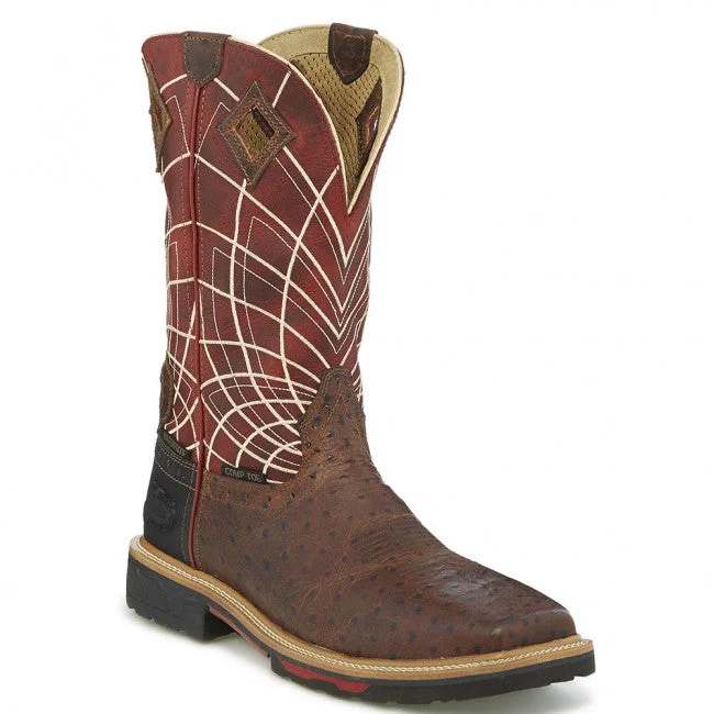 Exclusive Online Sale On Durable Shoes MEN'S JUSTIN DERRICKMAN OSTRICH PRINT COMP TOE WORK BOOTS WK4835/SE4835