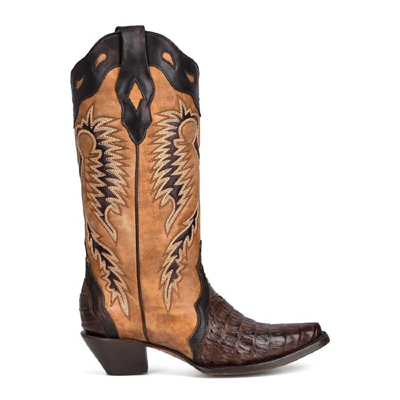 Men's Waterproof Boots Corral Womens Embroidered Cowboy Boots Caiman Tan/Brown