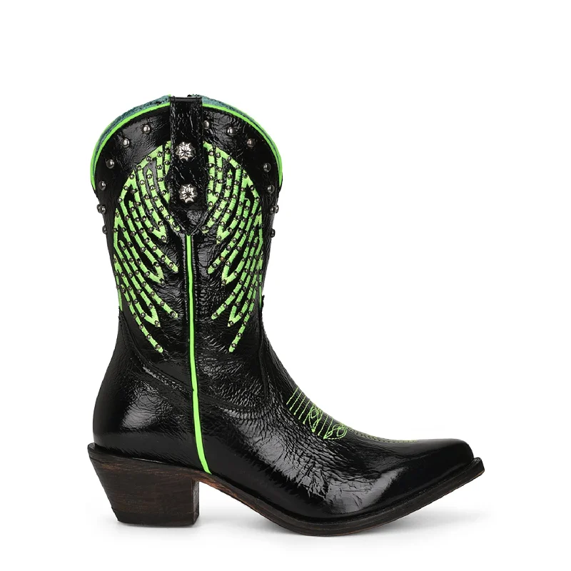 Men's Classic Boots Corral Womens F1310 Neon/Black Leather Zipper Western Cowboy Boots