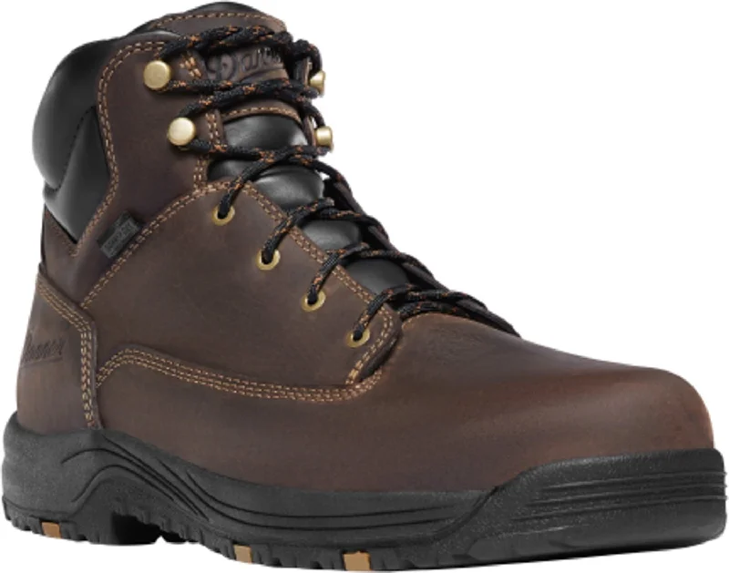 Limited Stock On Premium Leather Shoes Danner Caliper Mens Brown Leather 6in WP AT Work Boots