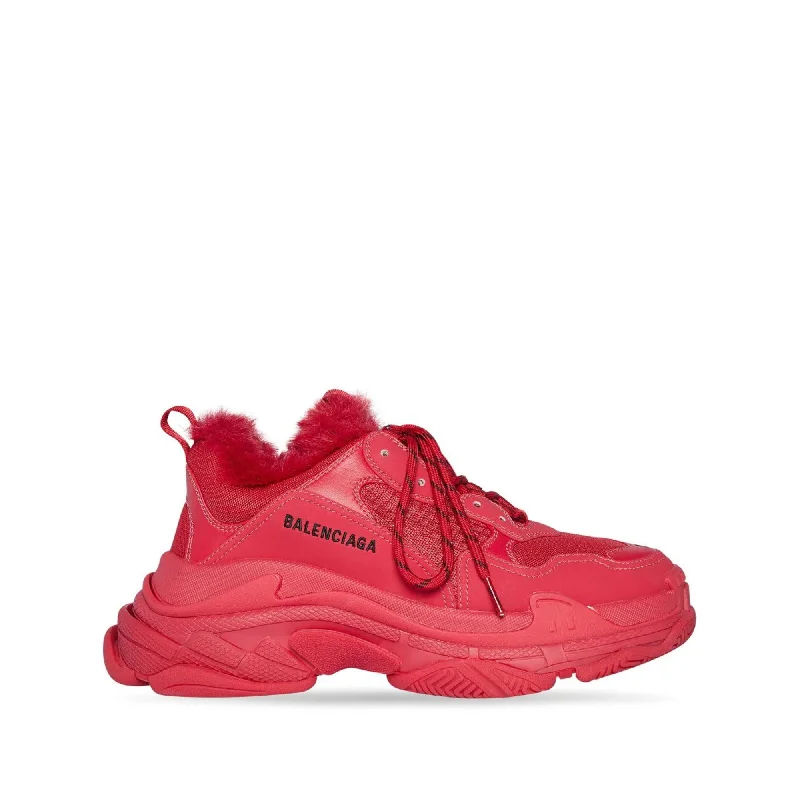 Men's Elegant Shoes Balenciaga Triple S Fur Sneakers